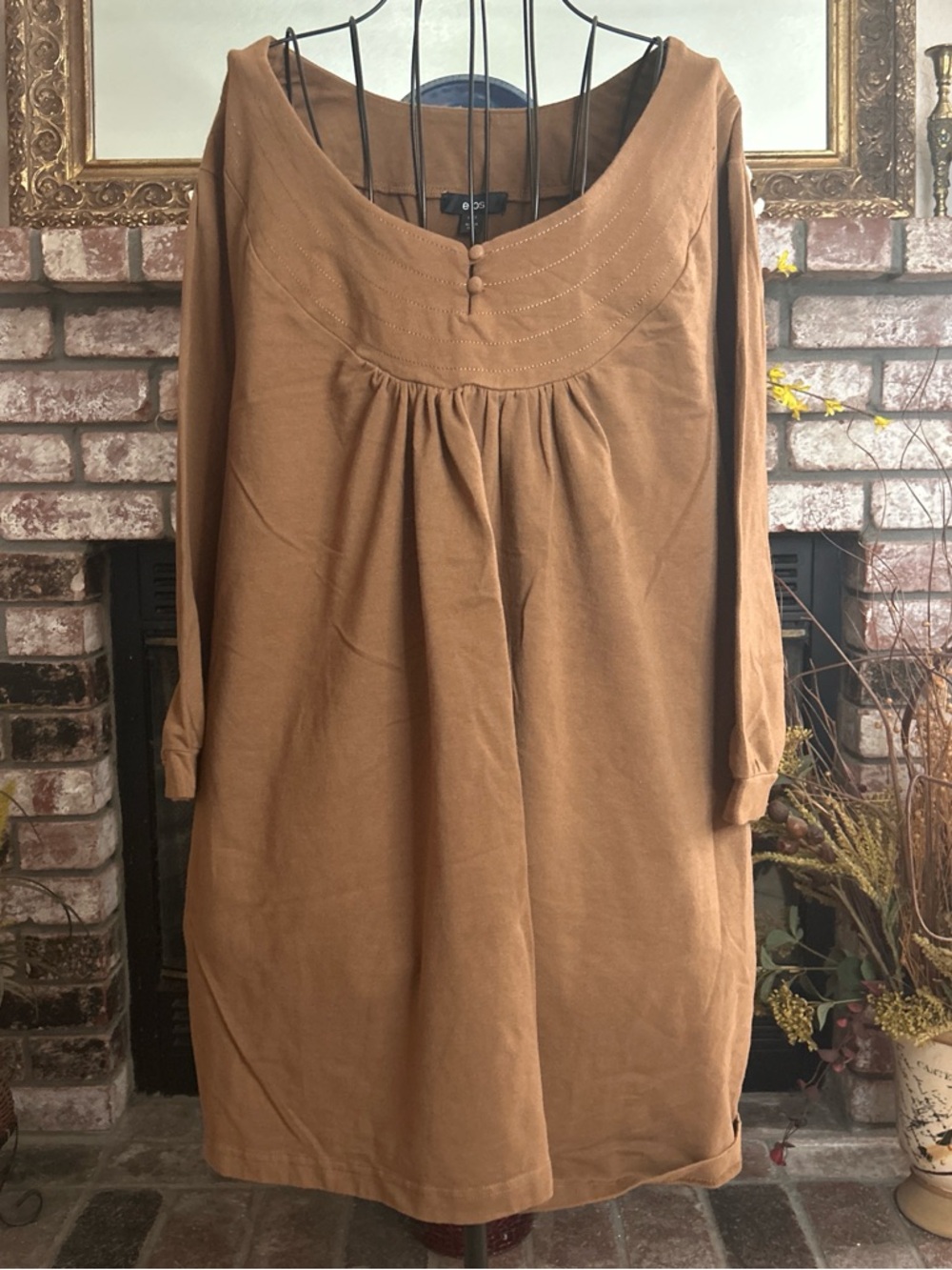 Ellos Brown Plus Size Scoop Neck Line Tunic Top Size 30/32  3X